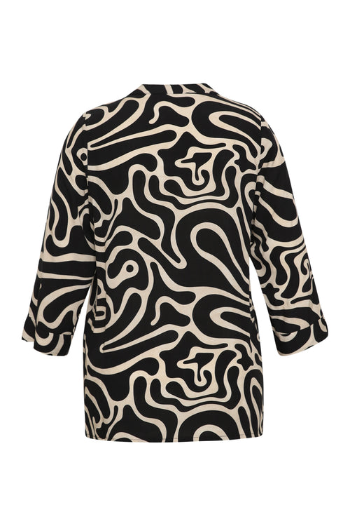 Blouse en viscose imprimé graphique bicolore-Paprika-11