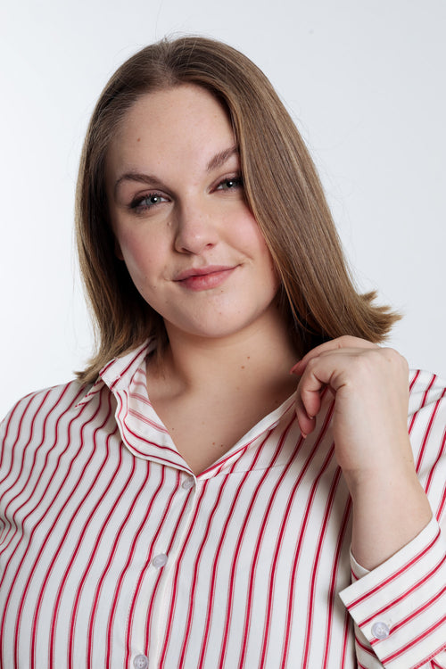 Chemise en coton rayée-Paprika-3