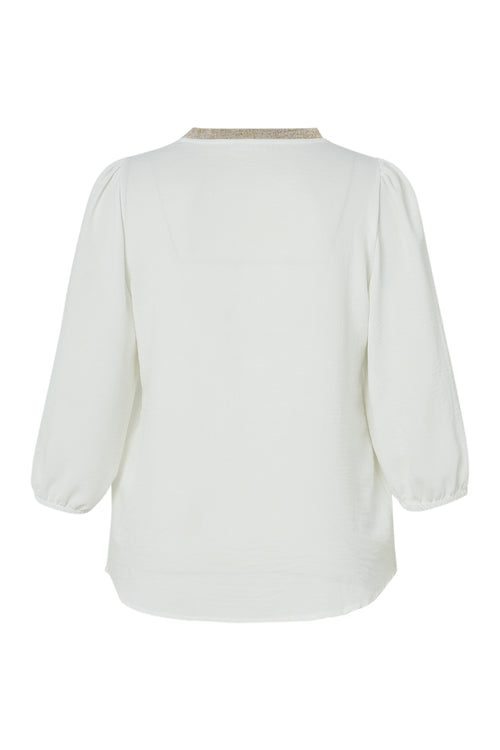Blouse unie avec bande dorée-Paprika-11