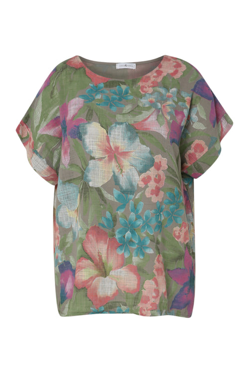 Blouse en coton imprimé floral-Paprika-10