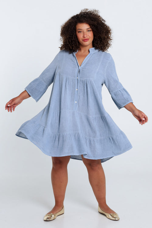 Robe tunique en gaze de coton unie-Paprika-7