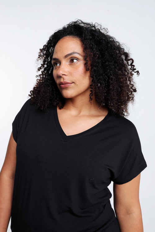 T-shirt uni en viscose-Paprika-3