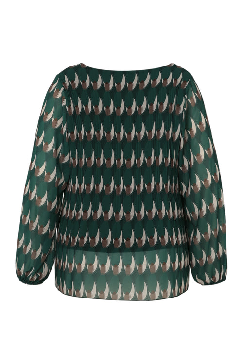 Blouse plissée imprimé graphique-Paprika-11