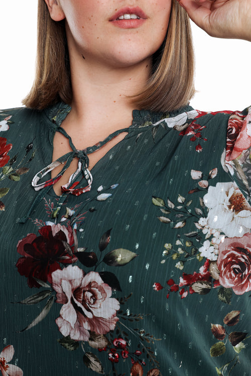 Blouse plumetis imprimé fleurs-Paprika-3
