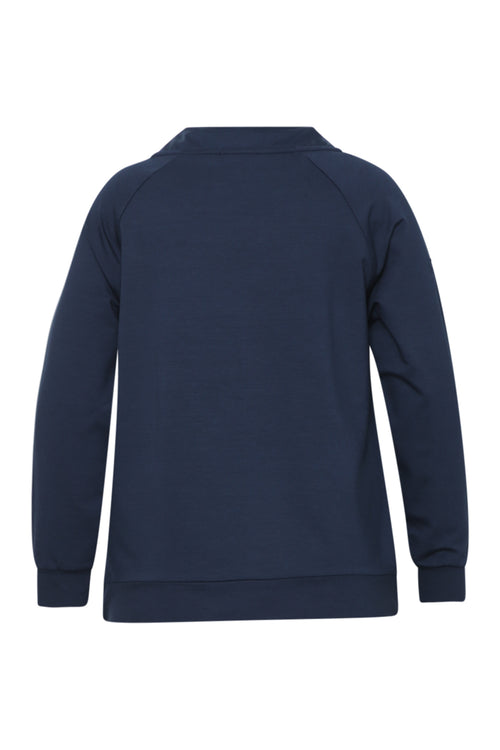 Sweat en molleton uni avec imprimé et strass-Paprika-2