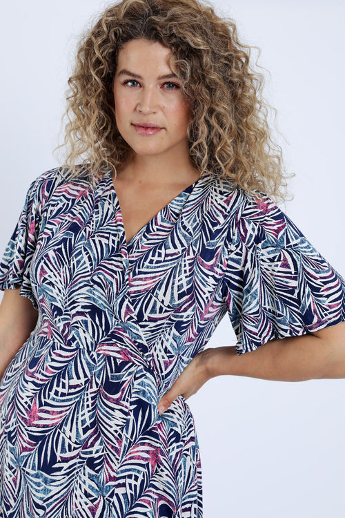 Robe longue imprimé feuillage-Paprika-6