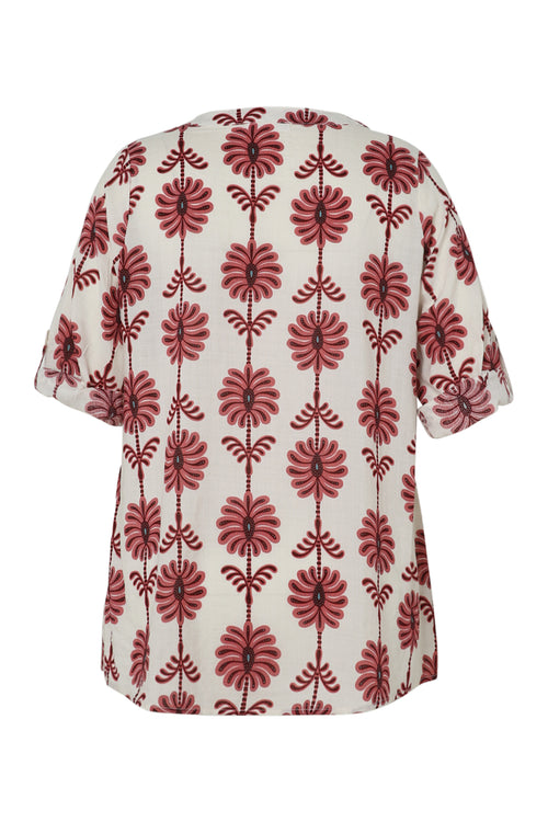 Blouse détail ajouré imprimé bicolore-Paprika-11