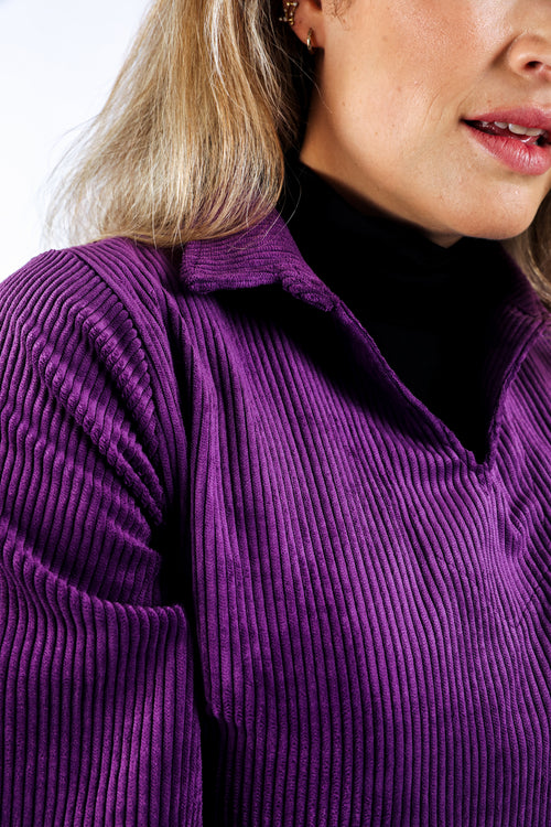 Robe en velours côtelé unie-Paprika-4