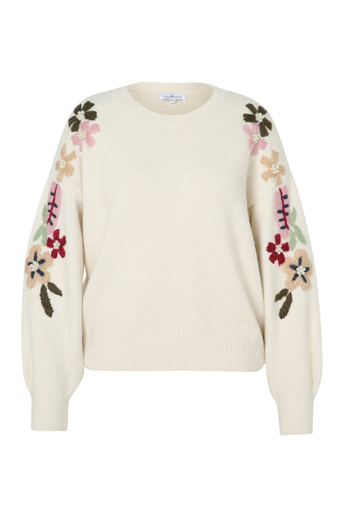 Pull uni avec manches détail broderies-Paprika-10