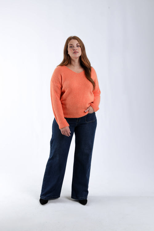 Pull avec alpaga uni-Paprika-5