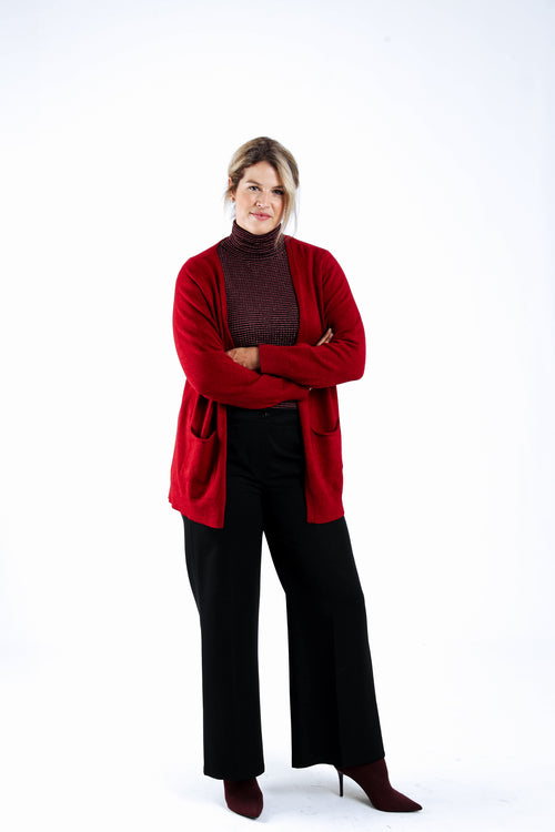 Cardigan en viscose uni-Paprika-4