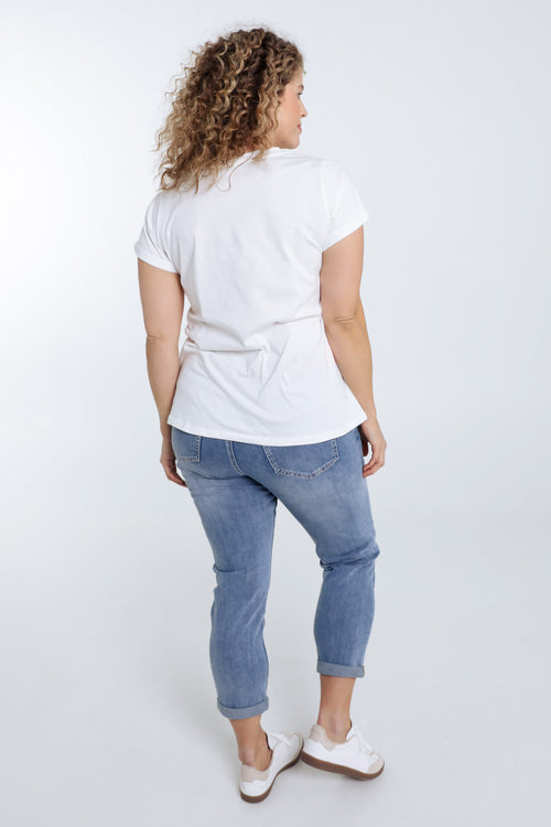 T-shirt en coton dessin coloré et sequins-Paprika-2