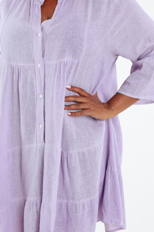 Robe tunique en gaze de coton unie-Paprika-5
