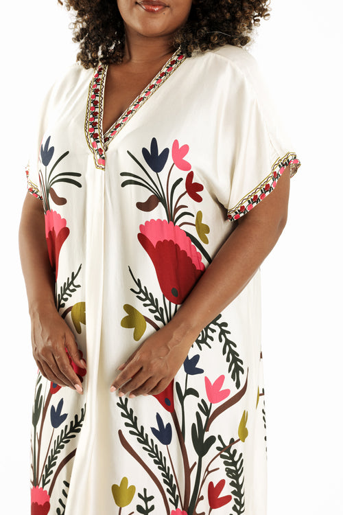 Robe en viscose imprimé folk-Paprika-3