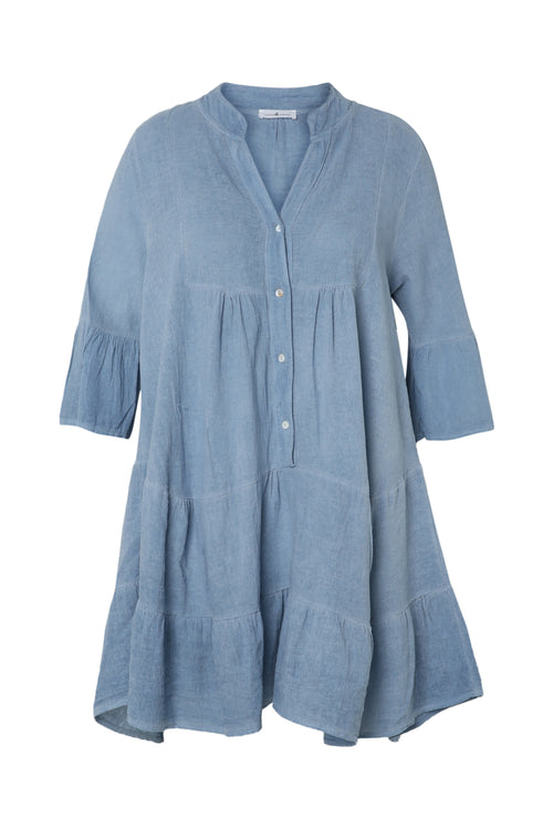 Robe tunique en gaze de coton unie-Paprika-10