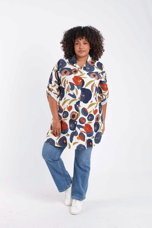 Chemise longue en viscose imprimé coquelicots-Paprika-8