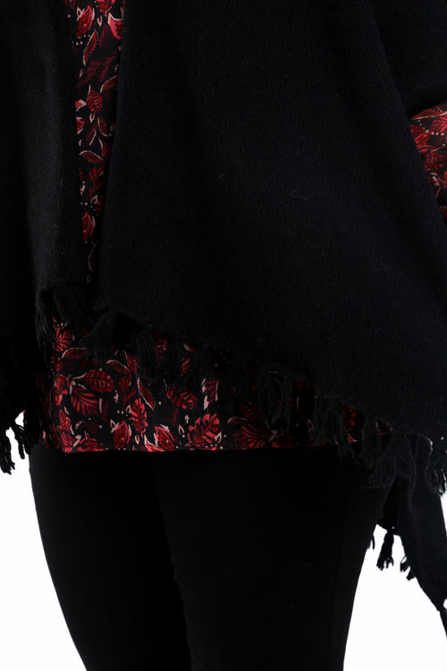 Poncho uni à franges-Paprika-2