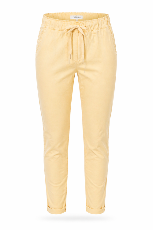 Chino en coton léger uni-Paprika-1