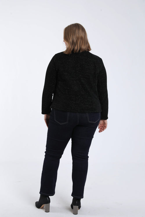 Veste jacquard bicolore avec lurex-Paprika-1