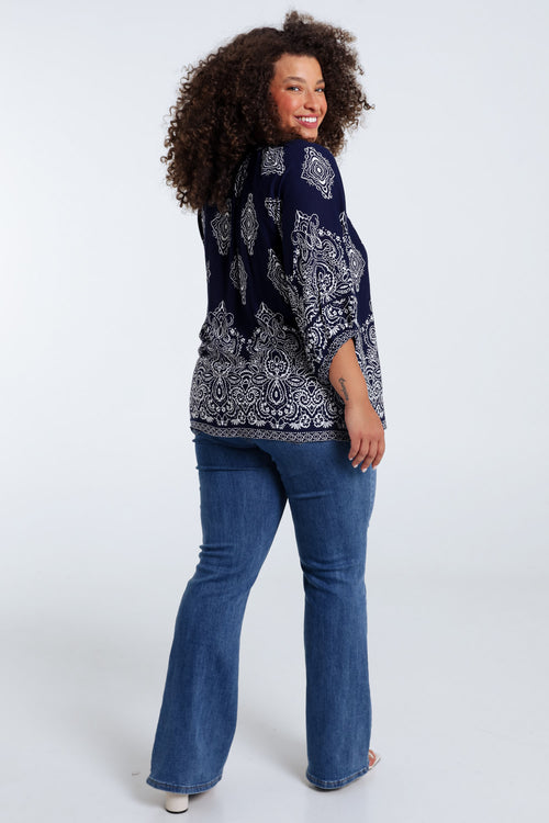 Blouse en viscose imprimé cachemire-Paprika-2