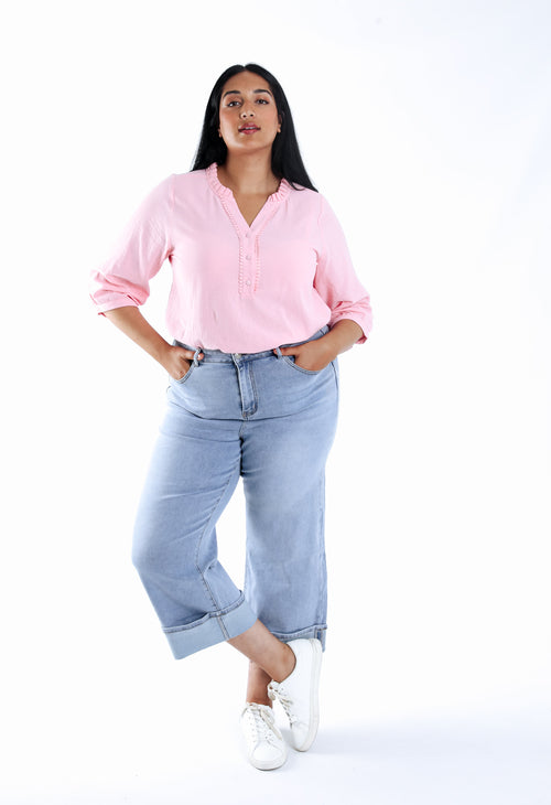 Blouse en coton unie-Paprika-7