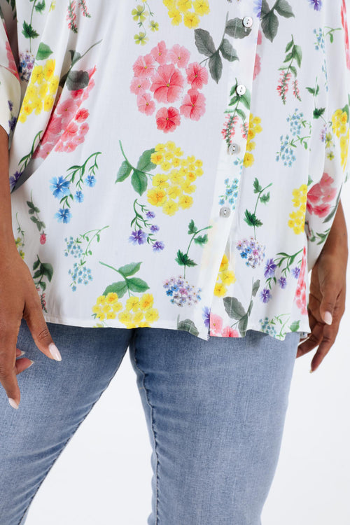 Chemisier ample en viscose imprimé floral-Paprika-5