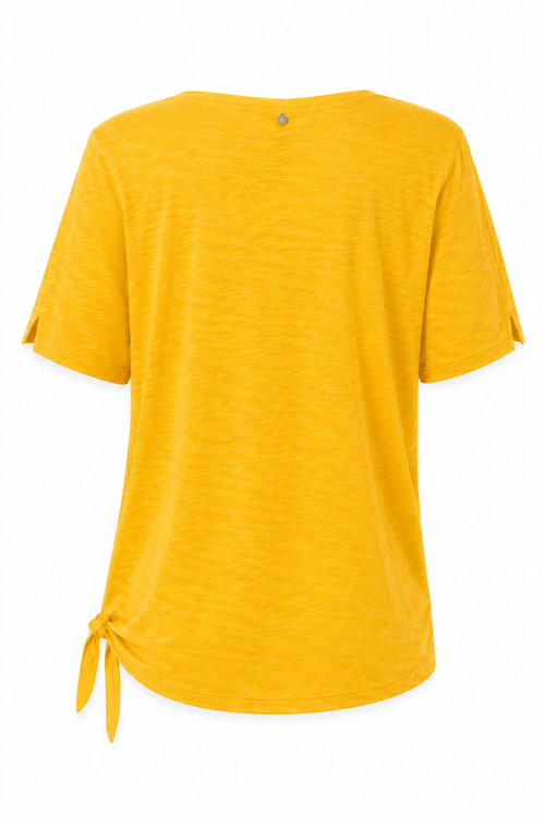 T-shirt en viscose et coton uni avec noeud-Paprika-2
