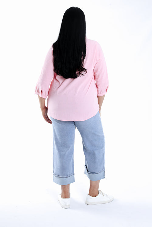 Blouse en coton unie-Paprika-2