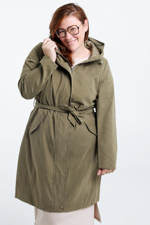 Trench zippé à capuche-Paprika-1