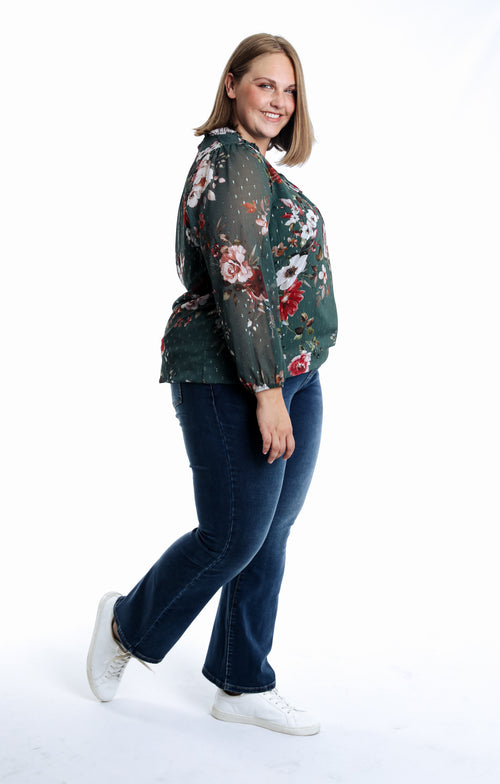 Blouse plumetis imprimé fleurs-Paprika-6