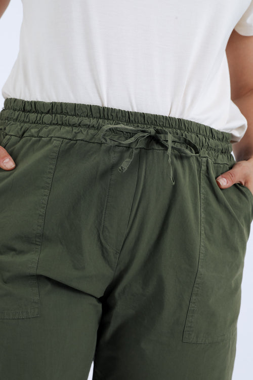 Pantalon boyfit en coton uni avec poches-Paprika-6