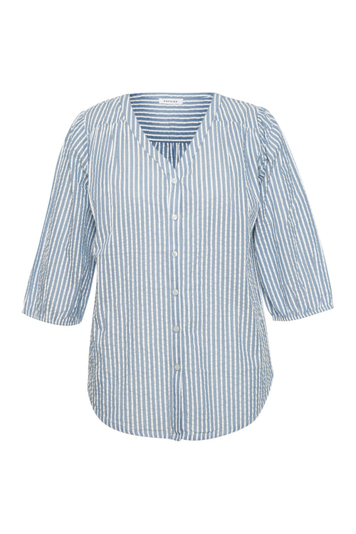 Blouse en coton rayée-Paprika-1