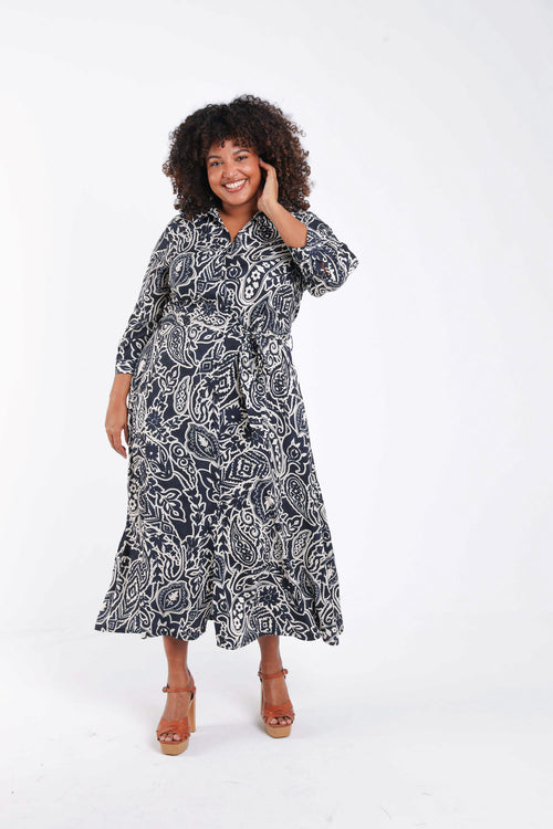 Robe chemise en viscose imprimé cachemire-Paprika-9