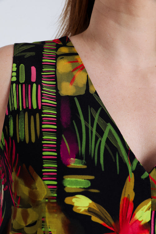 Robe longue en viscose imprimé floral-Paprika-5