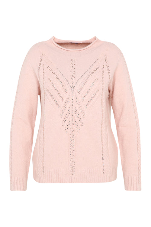 Pull uni torsade et strass-Paprika-10