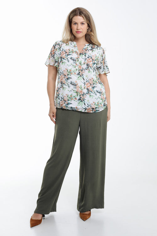 Blouse imprimé floral et plumetis-Paprika-9