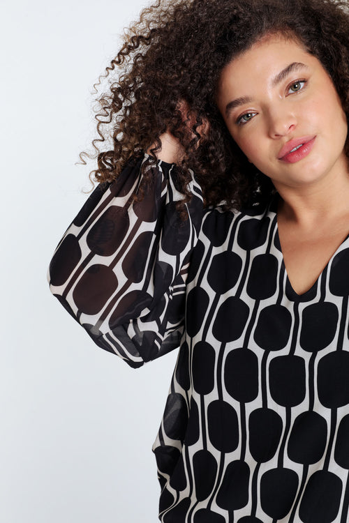 Blouse imprimé graphique-Paprika-6