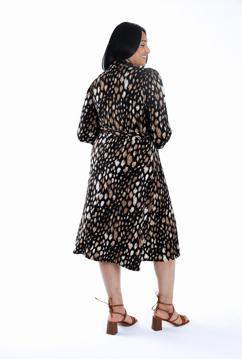 Robe chemise imprimé animal-Paprika-2