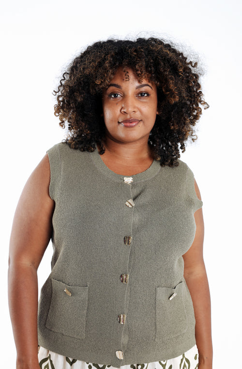Gilet sans manches uni-Paprika-1