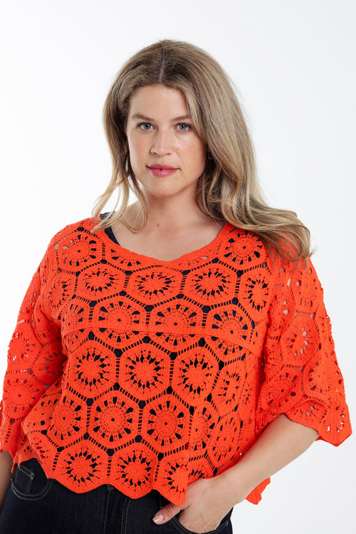 Pull en crochet uni-Paprika-3