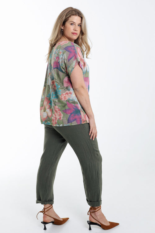 Blouse en coton imprimé floral-Paprika-2