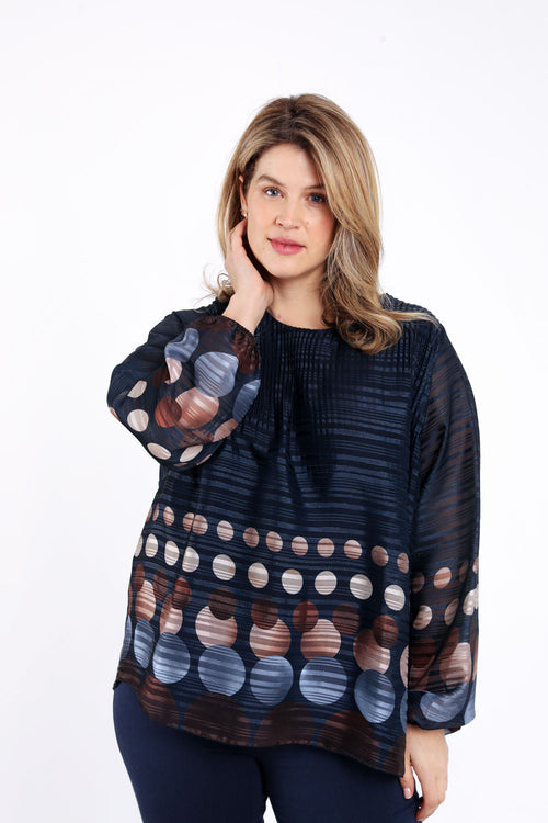 Blouse plissée imprimé ronds-Paprika-1
