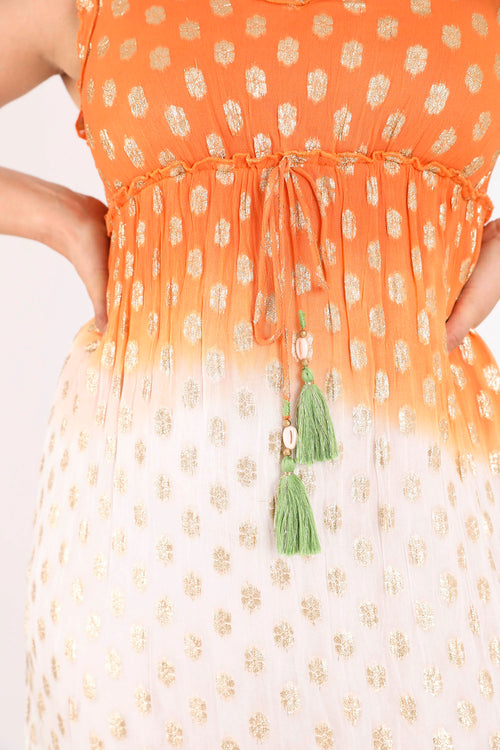 Robe longue dégradé de couleur et foil-Paprika-4