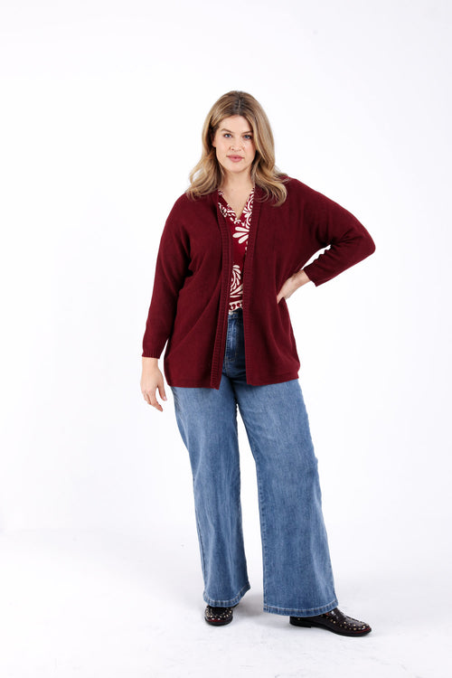 Cardigan long en viscose uni-Paprika-4