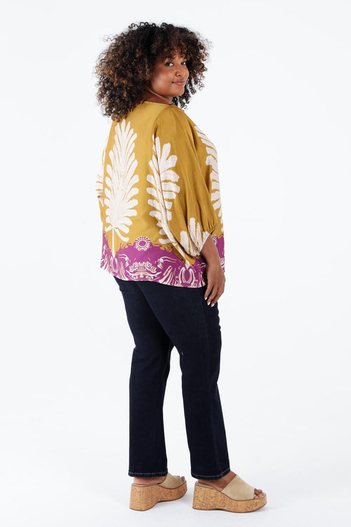 Blouse en viscose imprimé palmes-Paprika-2
