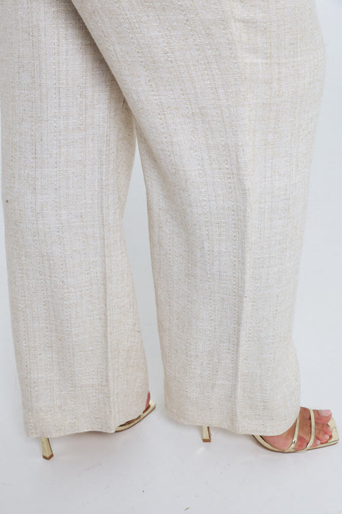 Pantalon en lin et viscose avec détail lurex-Paprika-4