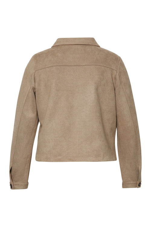 Veste courte effet suédine unie-Paprika-2